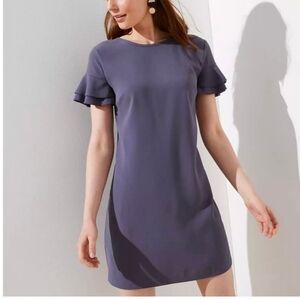 Ann Taylor LOFT Size 10 Gray Flutter Sleeve Dress